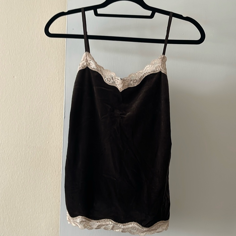 Ann Taylor Loft Brown Velvet Cami with Lace size MP